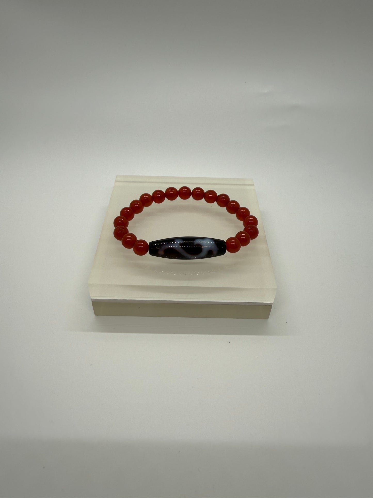 4206 - Ru Yi Dzi Bead With 8mm Red Agate Bracelet
