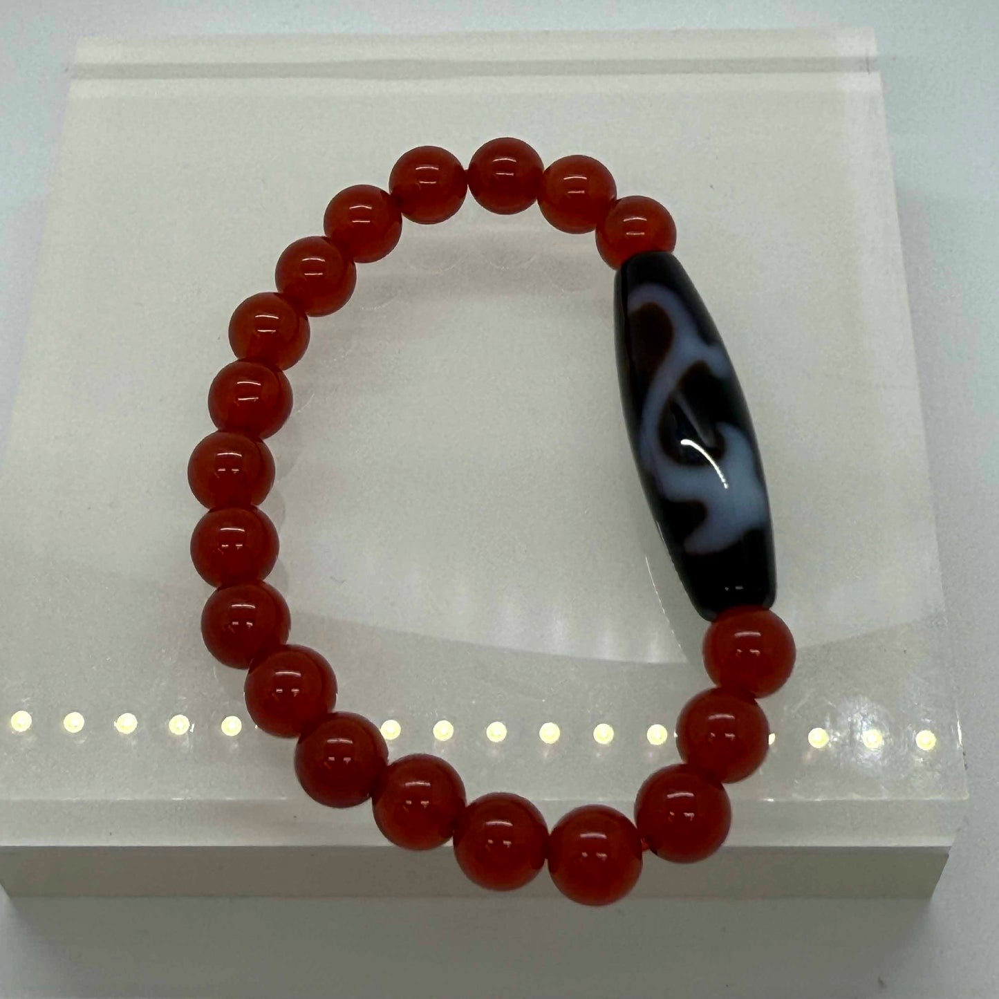 4206 - Ru Yi Dzi Bead With 8mm Red Agate Bracelet