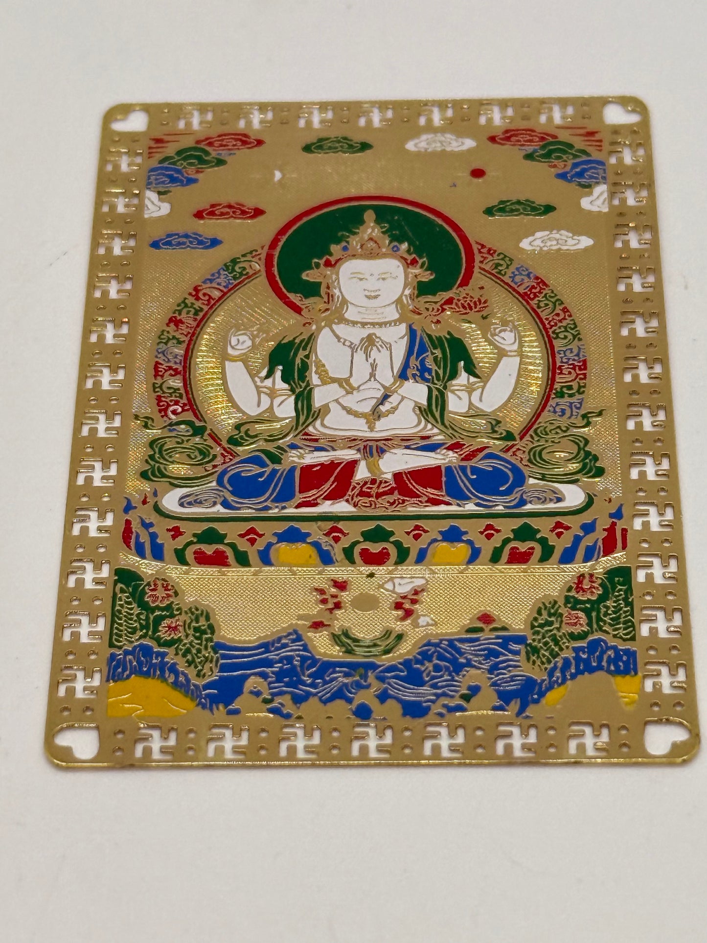 15160 - 4 Arm Chenrezig Buddha Gold Card