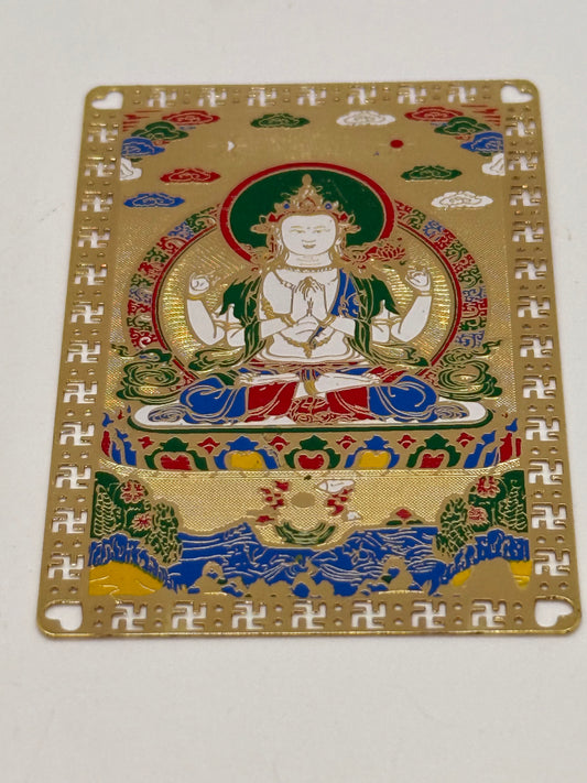 15160 - 4 Arm Chenrezig Buddha Gold Card