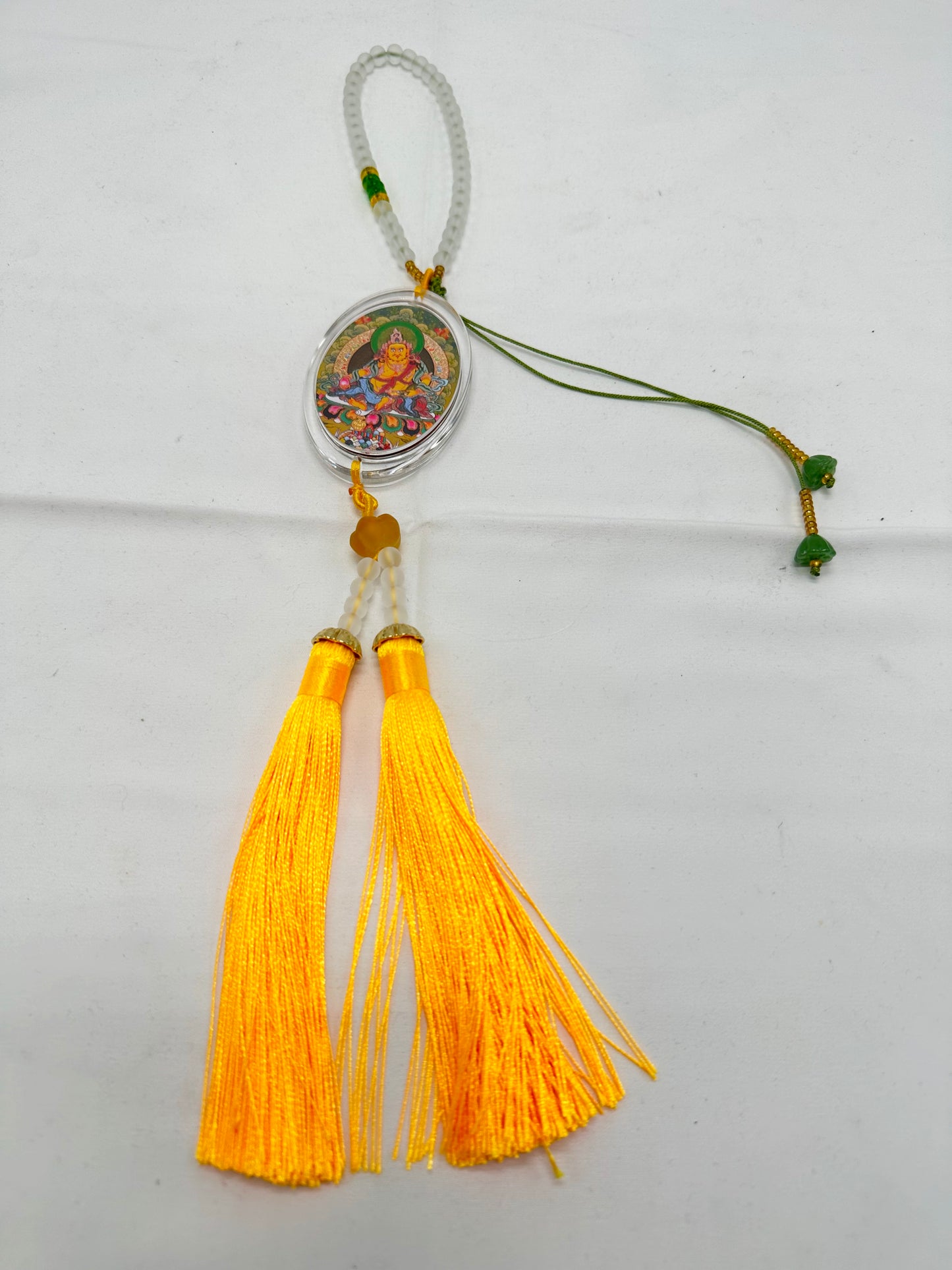 6549 - Yellow Dzambala Hanging Mala For Wealth Luck - 14 Inches Height