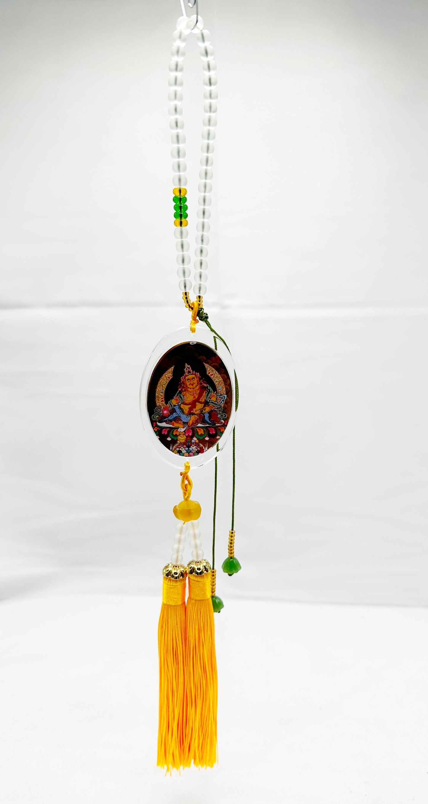 6549 - Yellow Dzambala Hanging Mala For Wealth Luck - 14 Inches Height