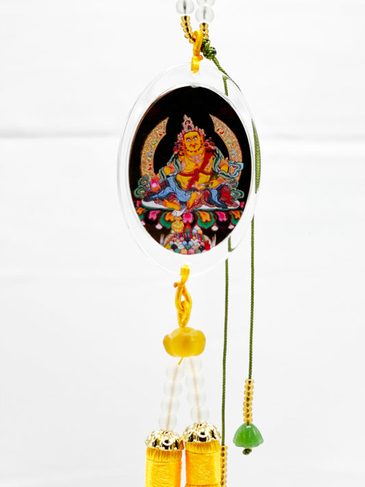 6549 - Yellow Dzambala Hanging Mala For Wealth Luck - 14 Inches Height