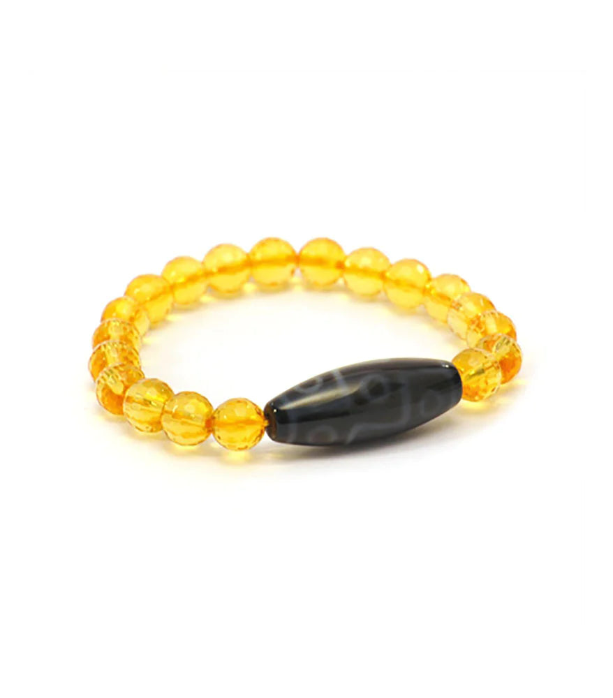6641 - 9 Eye Dzi With 8mm Citrine Beads