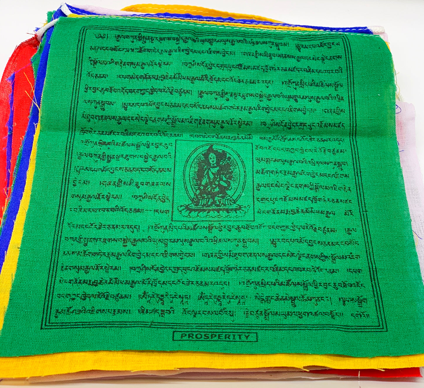 4797 - Tibetan Mixed Buddha and Wind Horse Prayer Flags (7 1/2 Inches x 6 1/2 Inches)