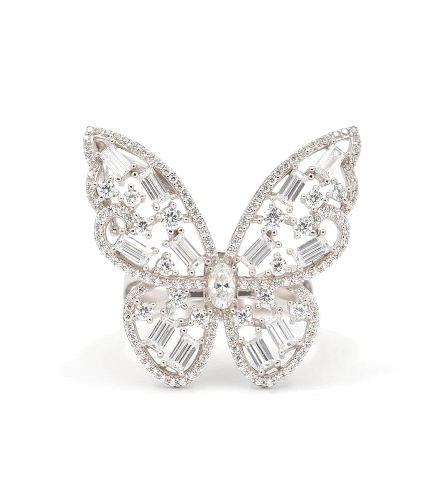 Butterfly Ring With Om Ah Hum Mantra