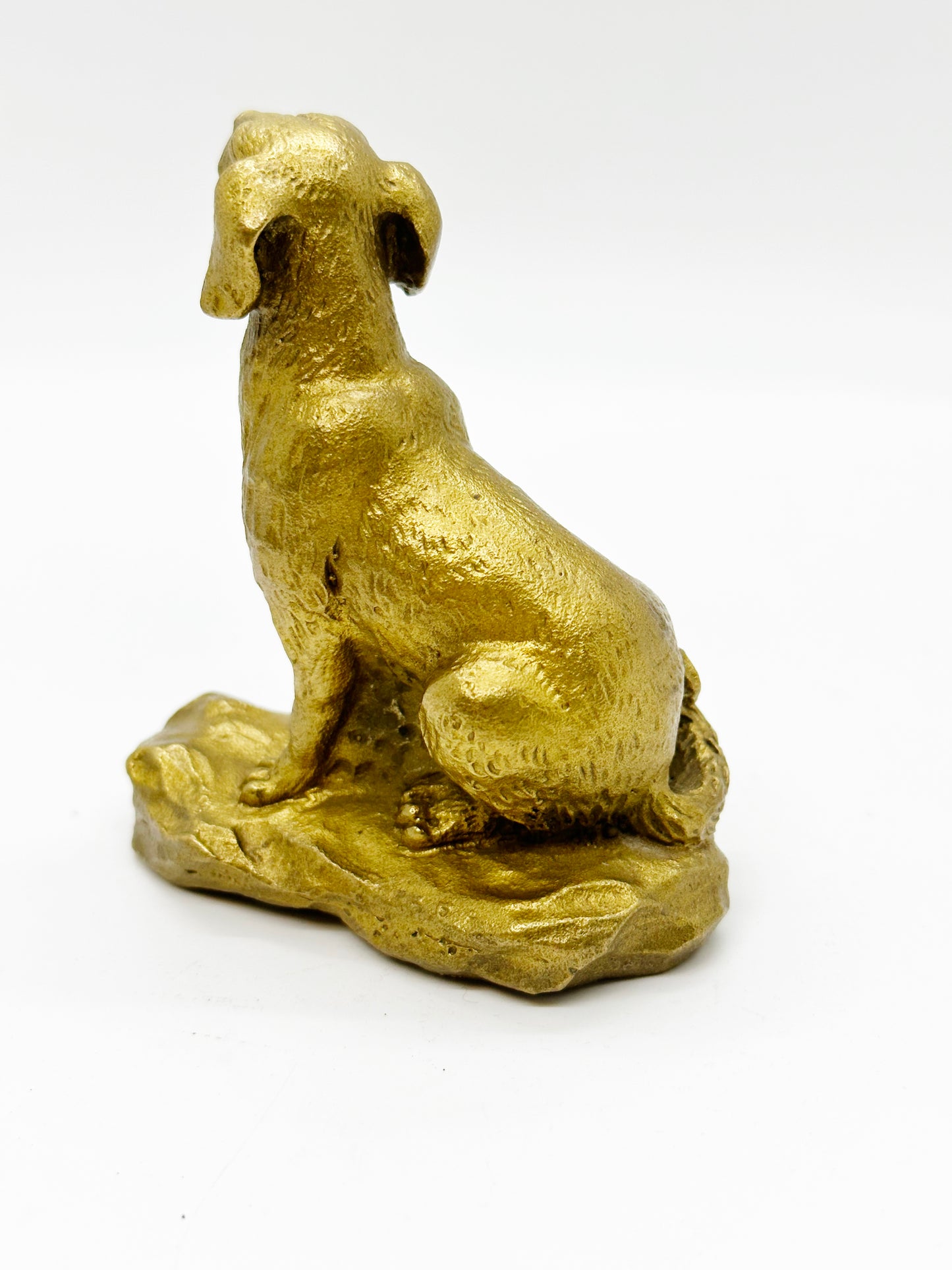 10738 - Brass Dog Sitting On Coins - 3 Inches Height