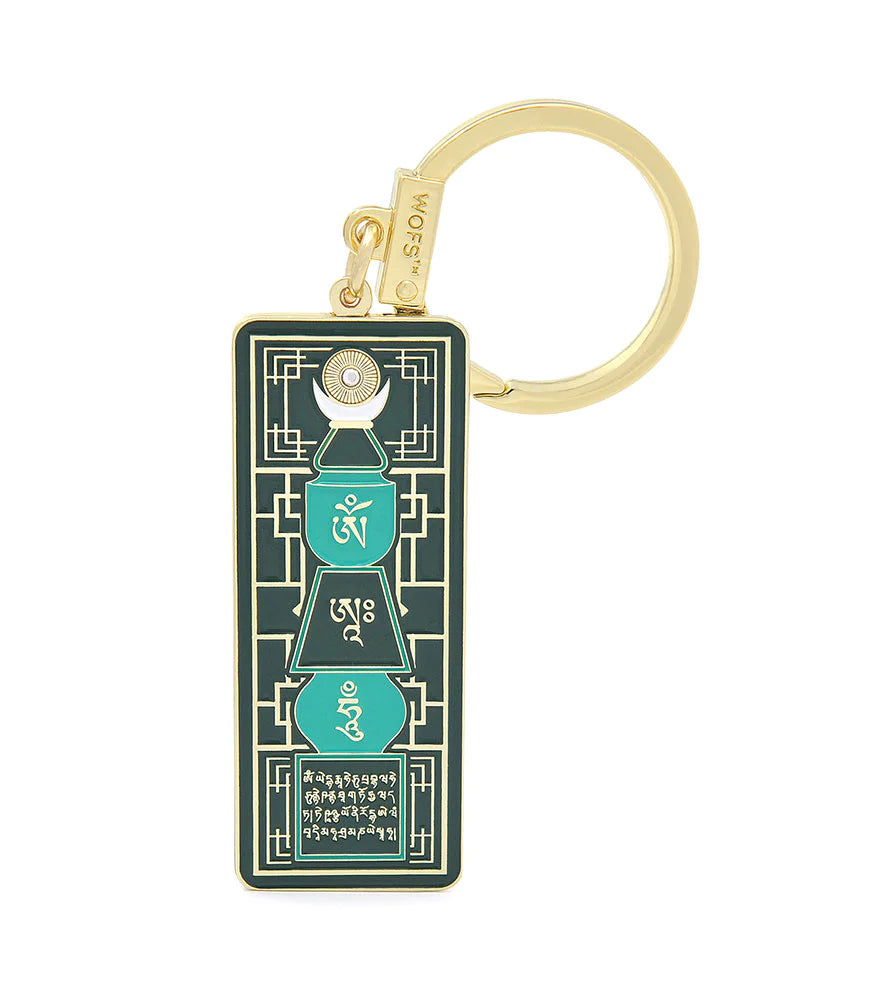 6306 - EMERALD PAGODA WITH OM AH HUM AMULET
