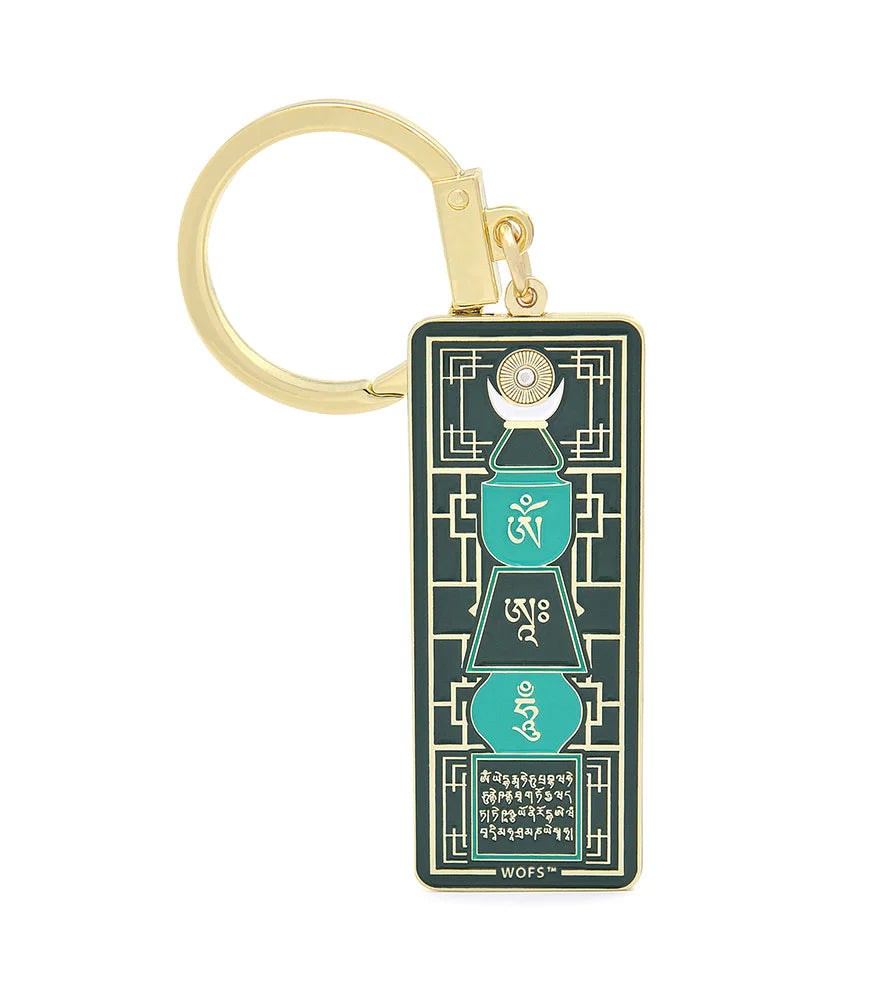 6306 - EMERALD PAGODA WITH OM AH HUM AMULET