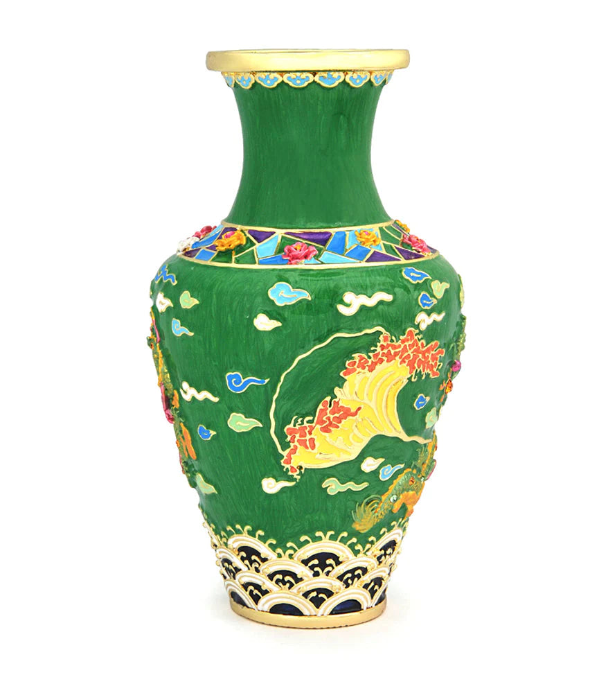 Frolicking Green Dragon Vase