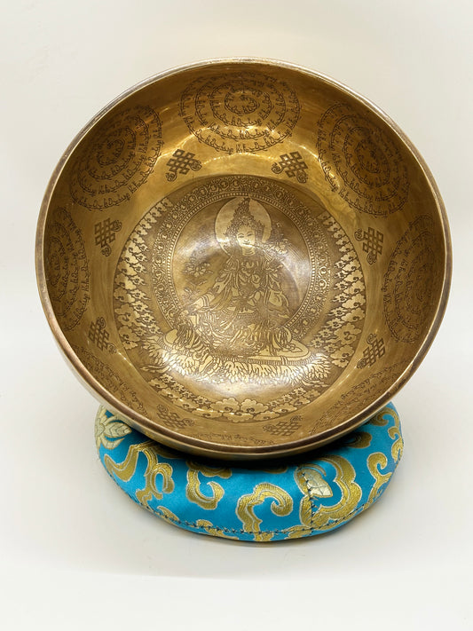 6503 - Green Tara Singing Bowl with Mantra - 7 1/2 Inches