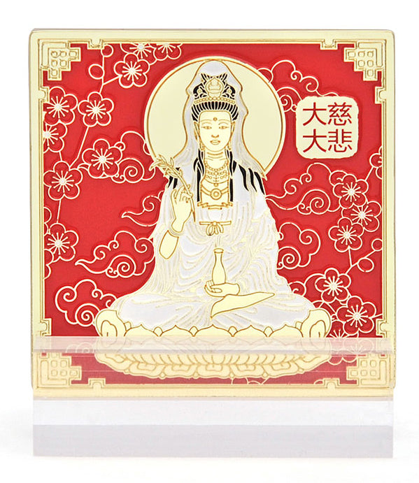 5907 - Kuan Yin on "Om Mani Padme Hum" Mantra Plaque