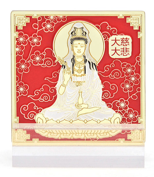 5907 - Kuan Yin on "Om Mani Padme Hum" Mantra Plaque
