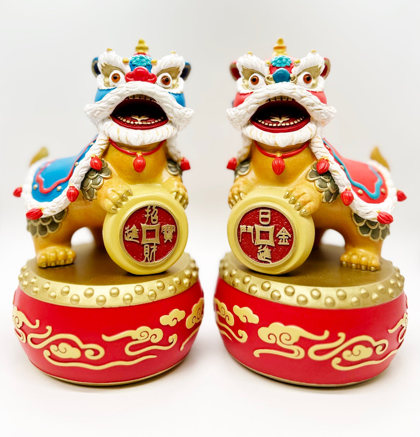 6655 - Two Lions On Drum (2 pieces/set)