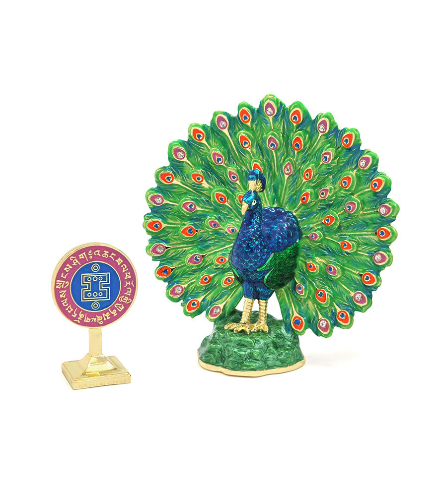 Magic Peacock With Anti-Burglary Plaque - 2 Pieces/Set