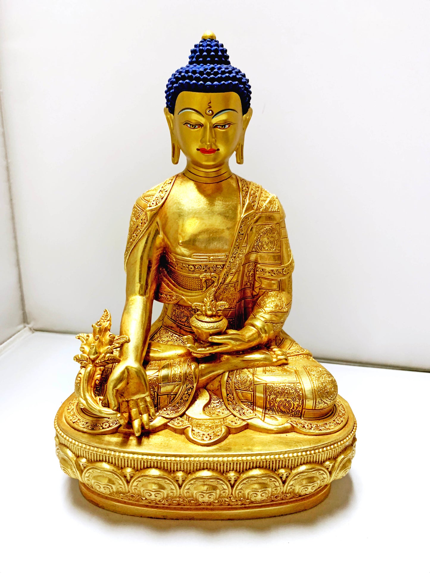 10893 - Brass Golden Medicine Buddha 8 Inches Height
