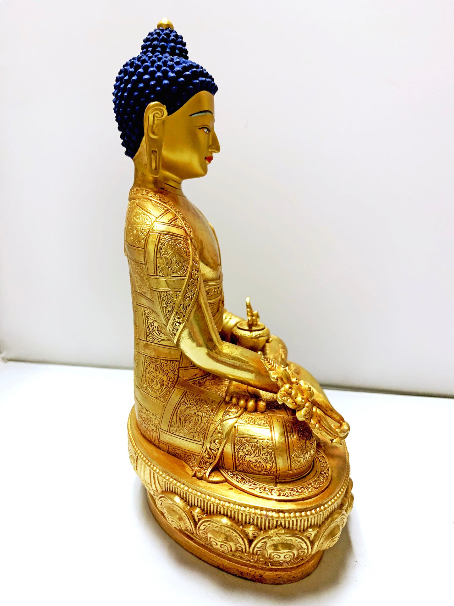 10893 - Brass Golden Medicine Buddha 8 Inches Height