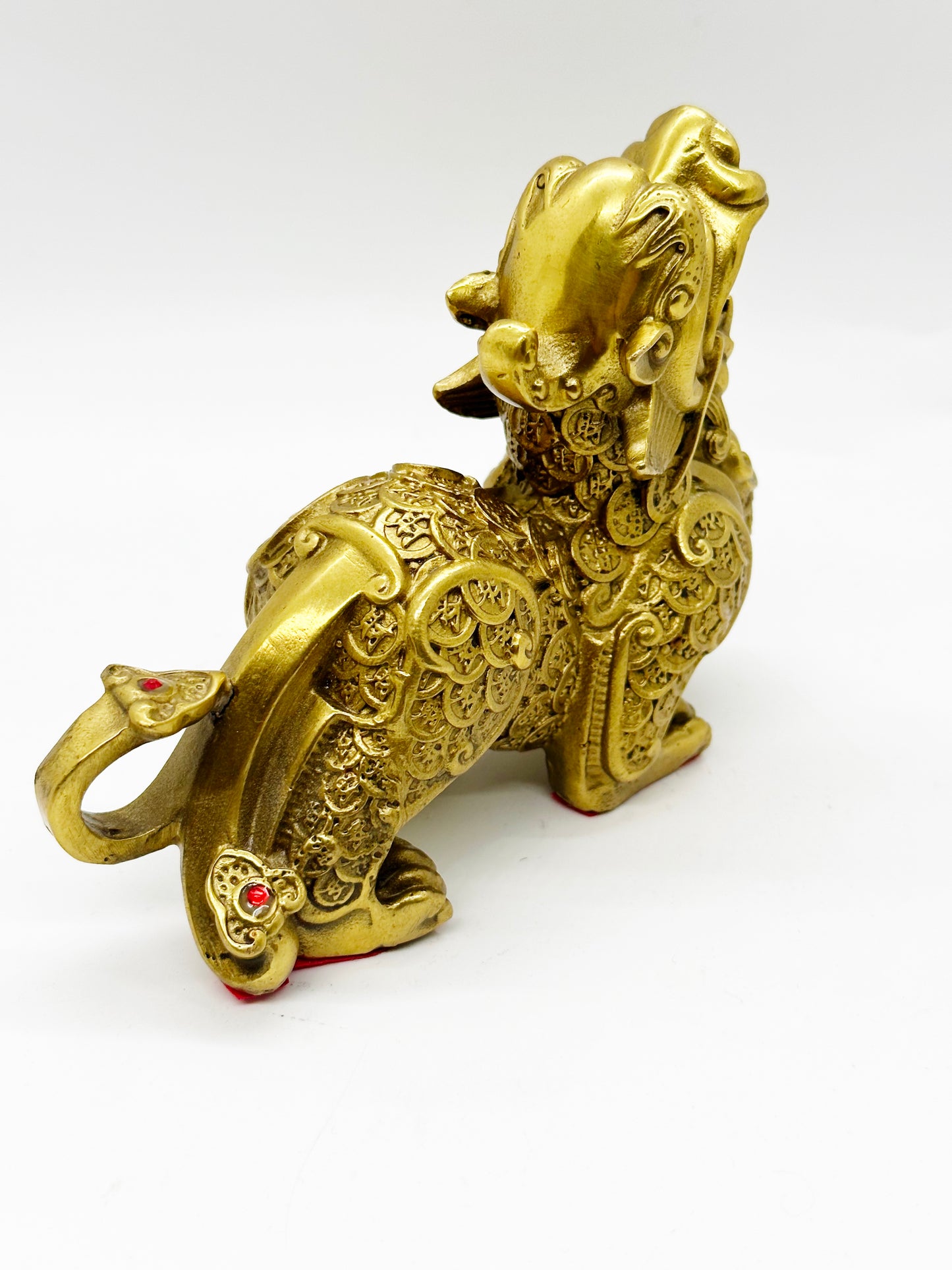 6686 - Brass Pi Xie with Coins - 5 Inches Height