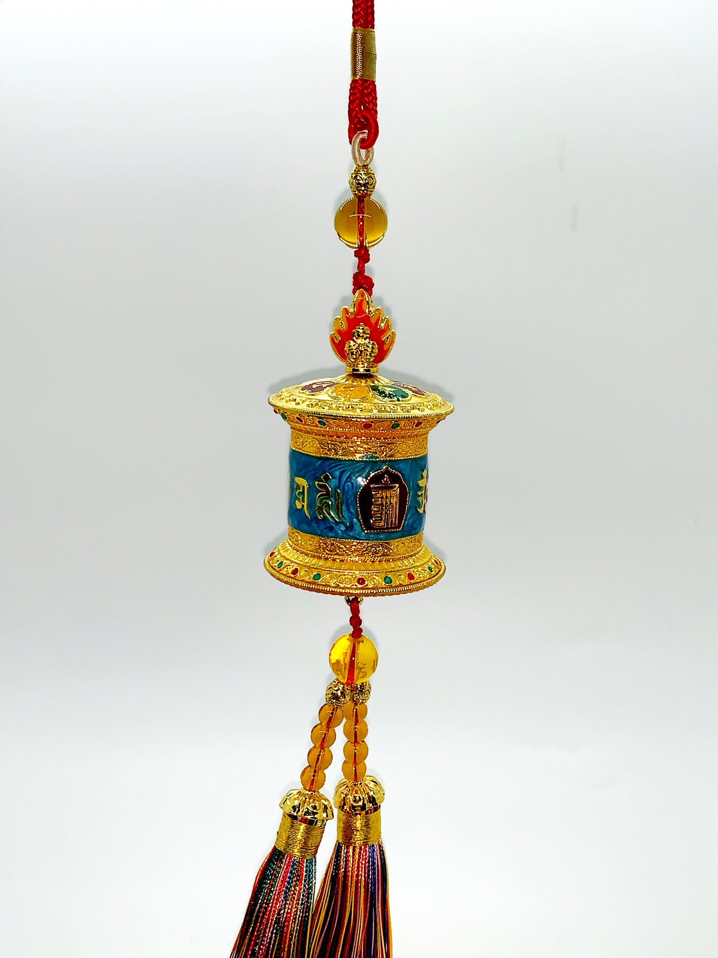 16055 - Om Mani Padme Hum Prayer Wheel Hanging (Blue)