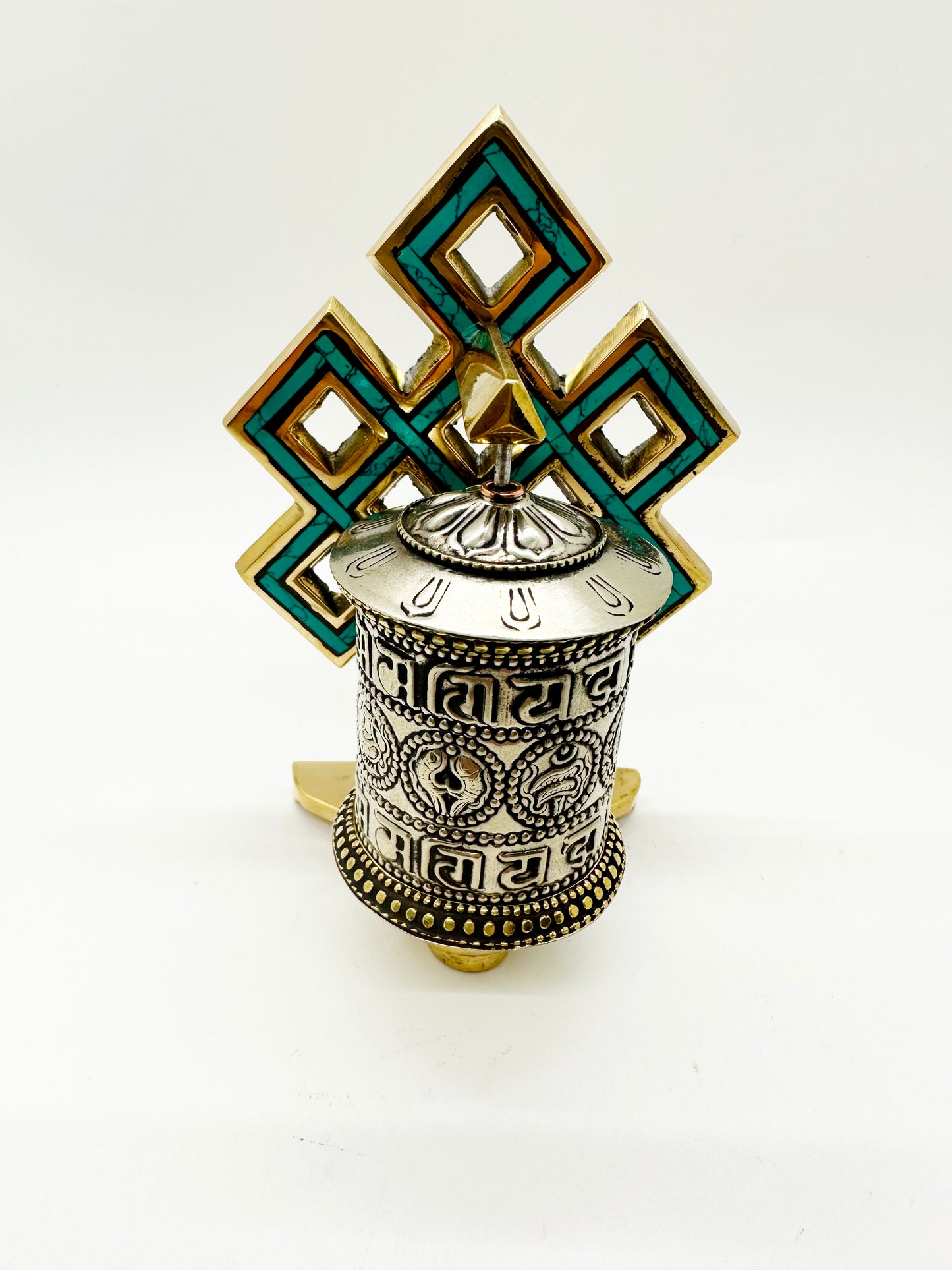 6495- Prayer Wheel With Mystic Knot - 5 Inches Height