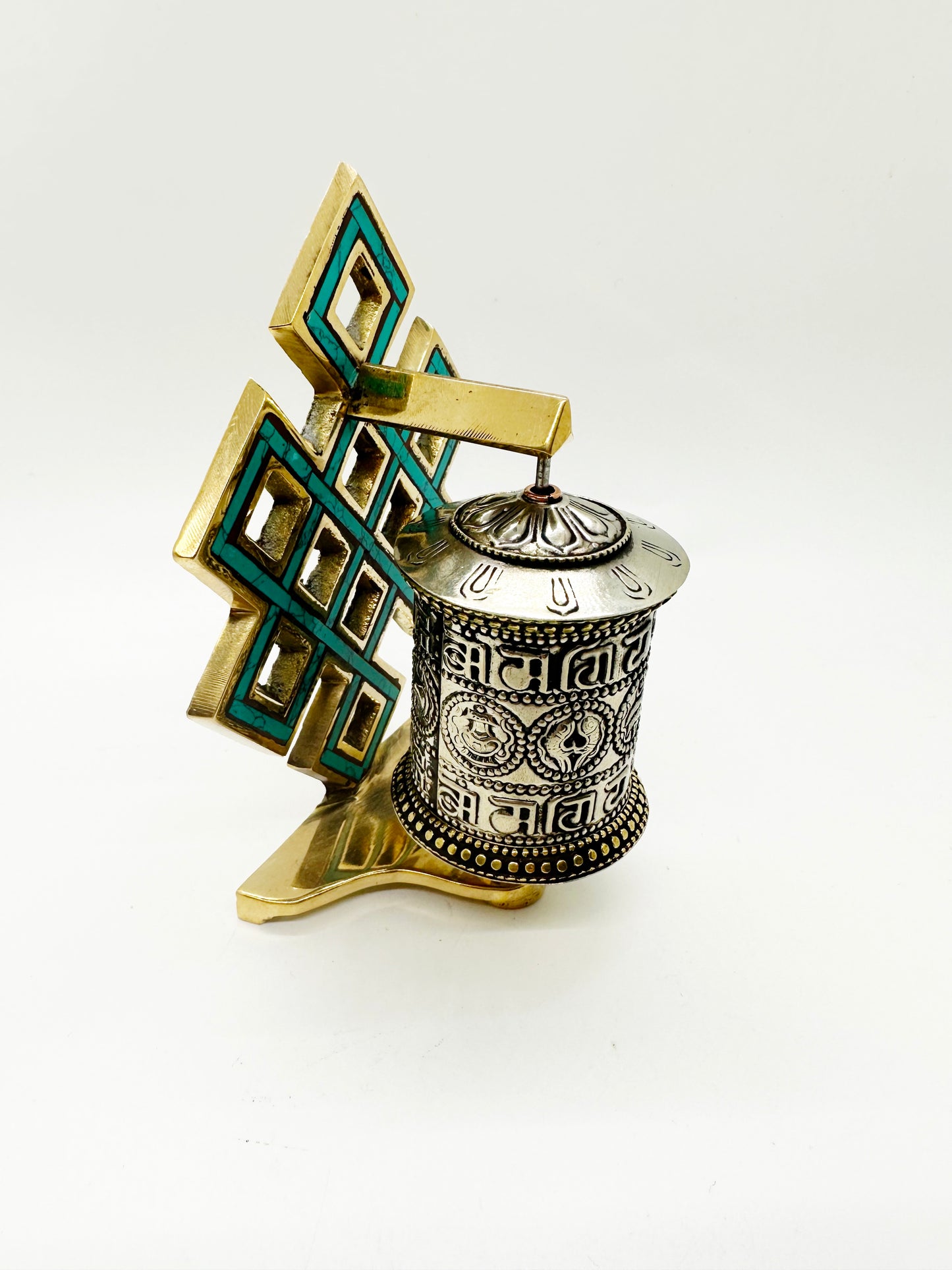 6495- Prayer Wheel With Mystic Knot - 5 Inches Height