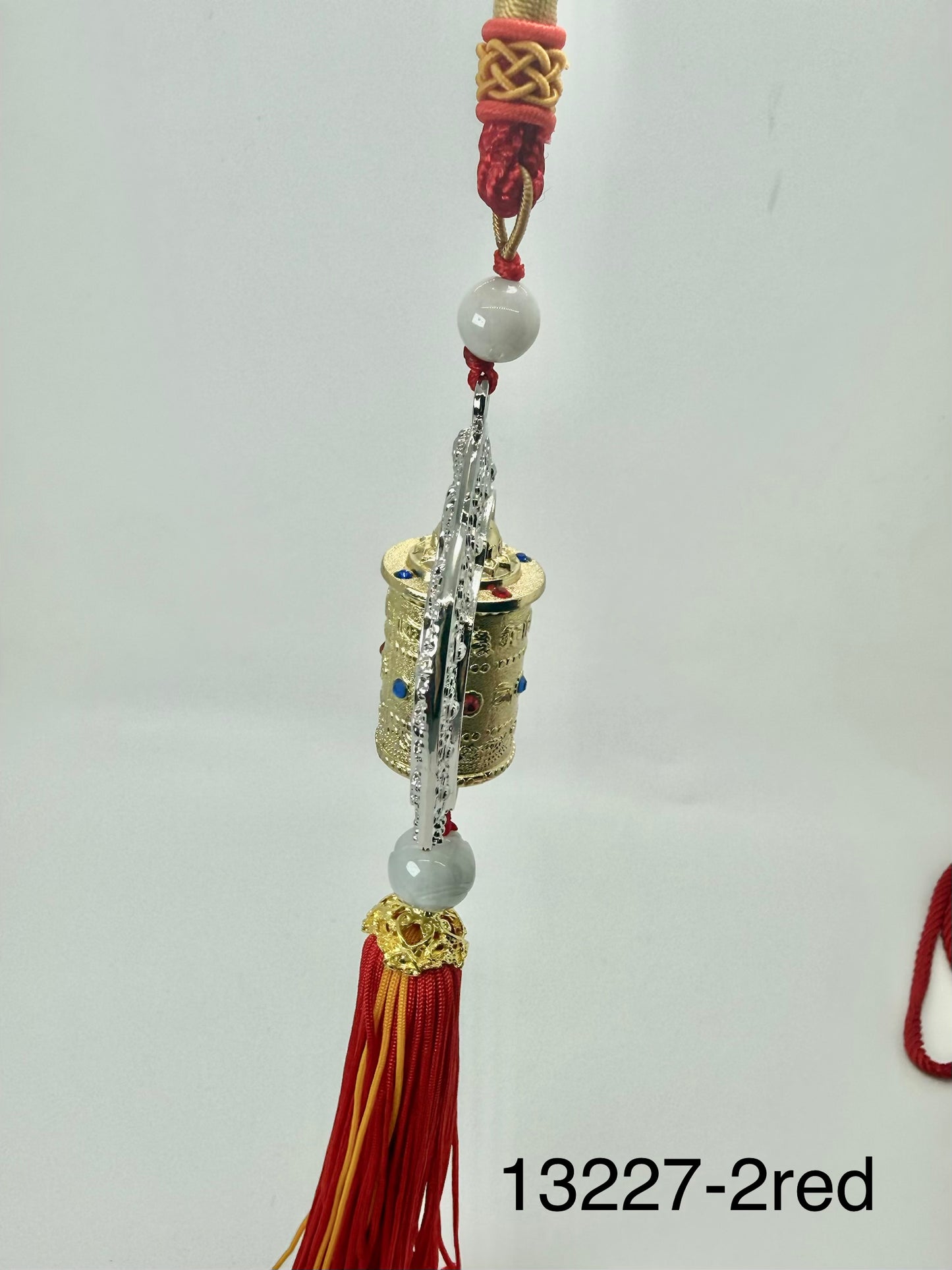 Om Mani Pademe Hum Prayer Wheel Hanging - 13227 (Red)