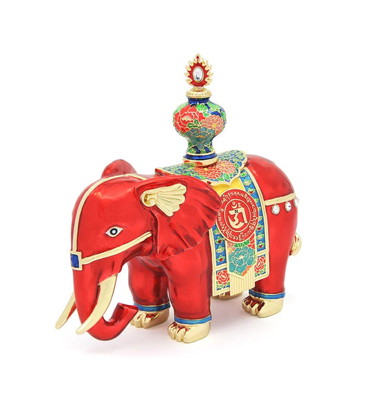 6097 - Red Prosperity Elephant With Anti-Conflict Amulet