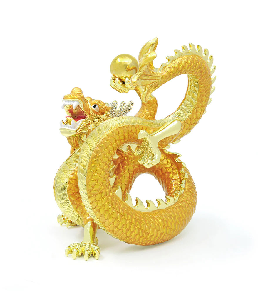 6299 - Rising Golden Dragon Holding A Pearl
