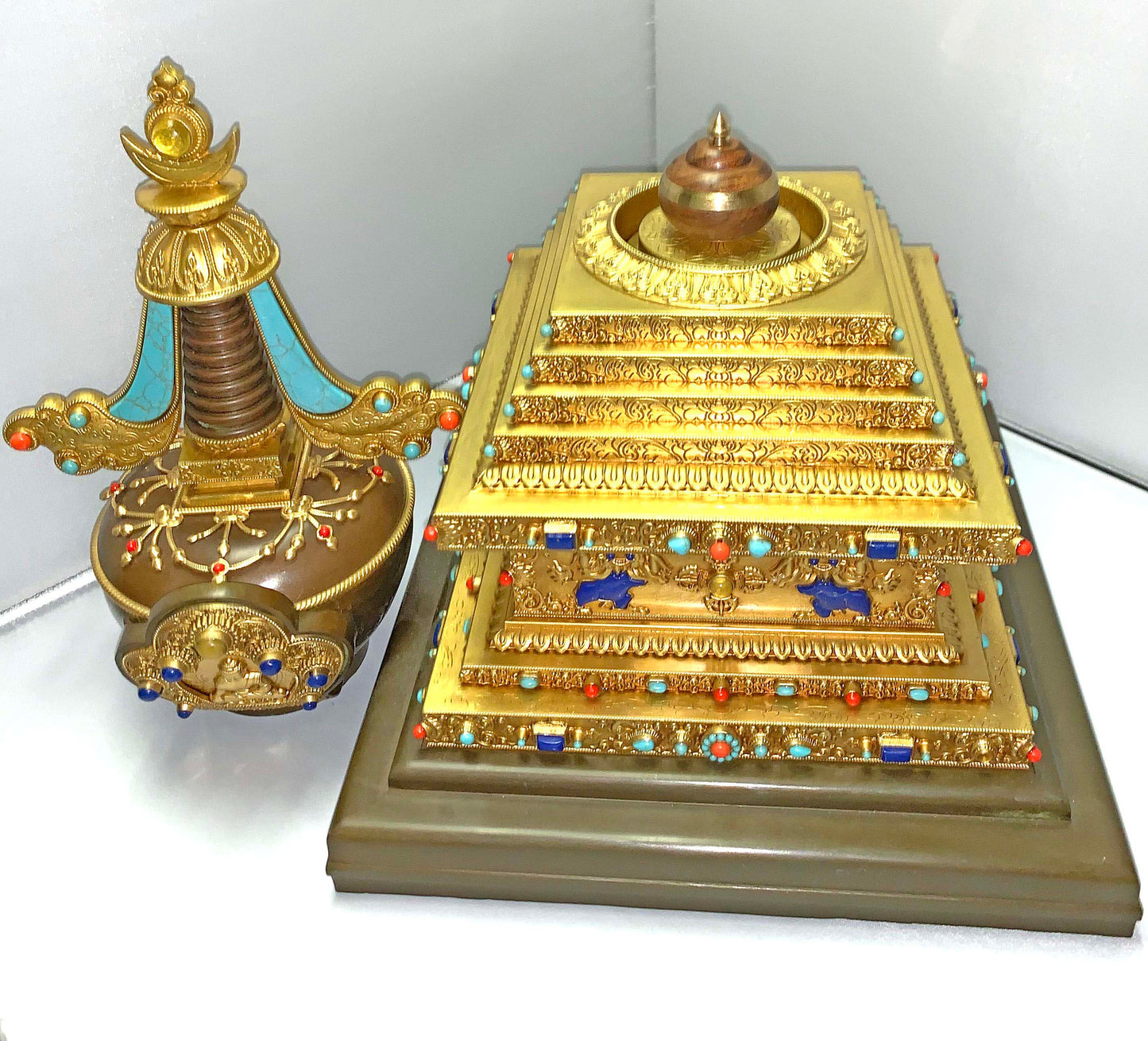 16412 - Bronze Shakayumi Buddha Stupa - 14"H