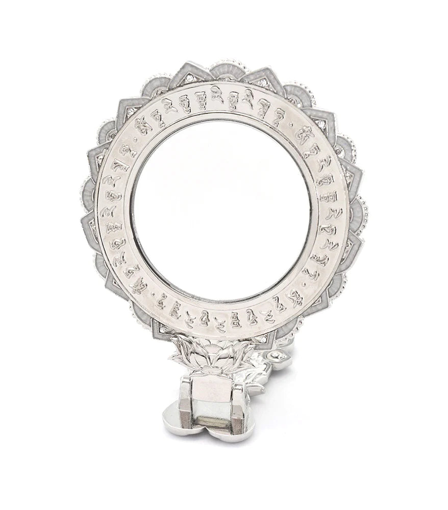 15607 - Tara Peacock Mirror - White Gold Color