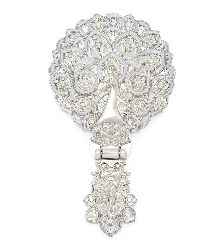 15607 - Tara Peacock Mirror - White Gold Color
