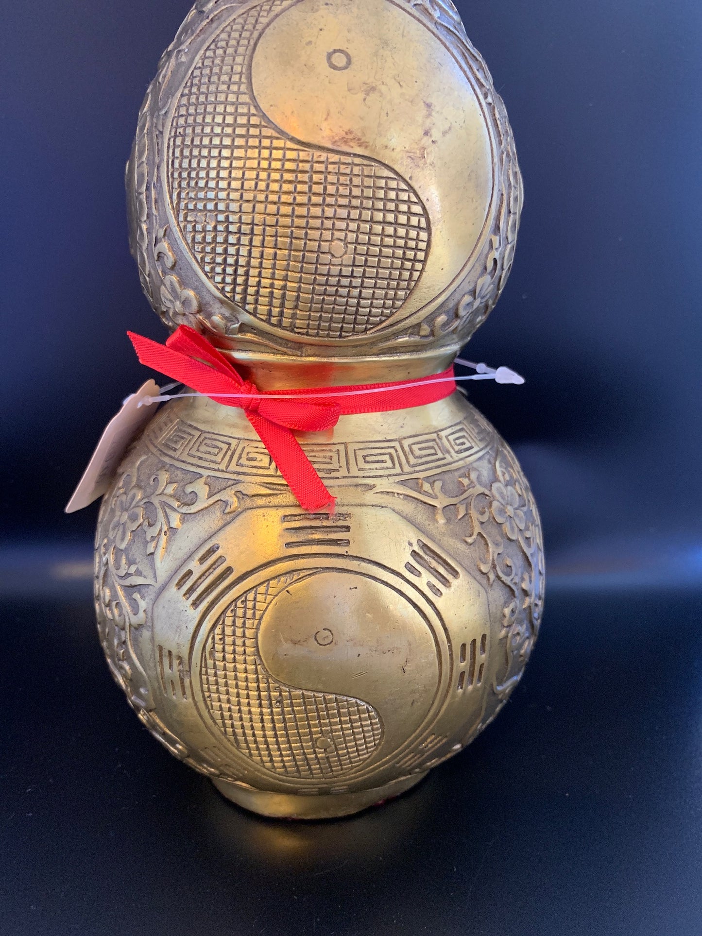 13312 - Metal Wu Lou For Health With 6 Emperor Coins - 14 Inches Height