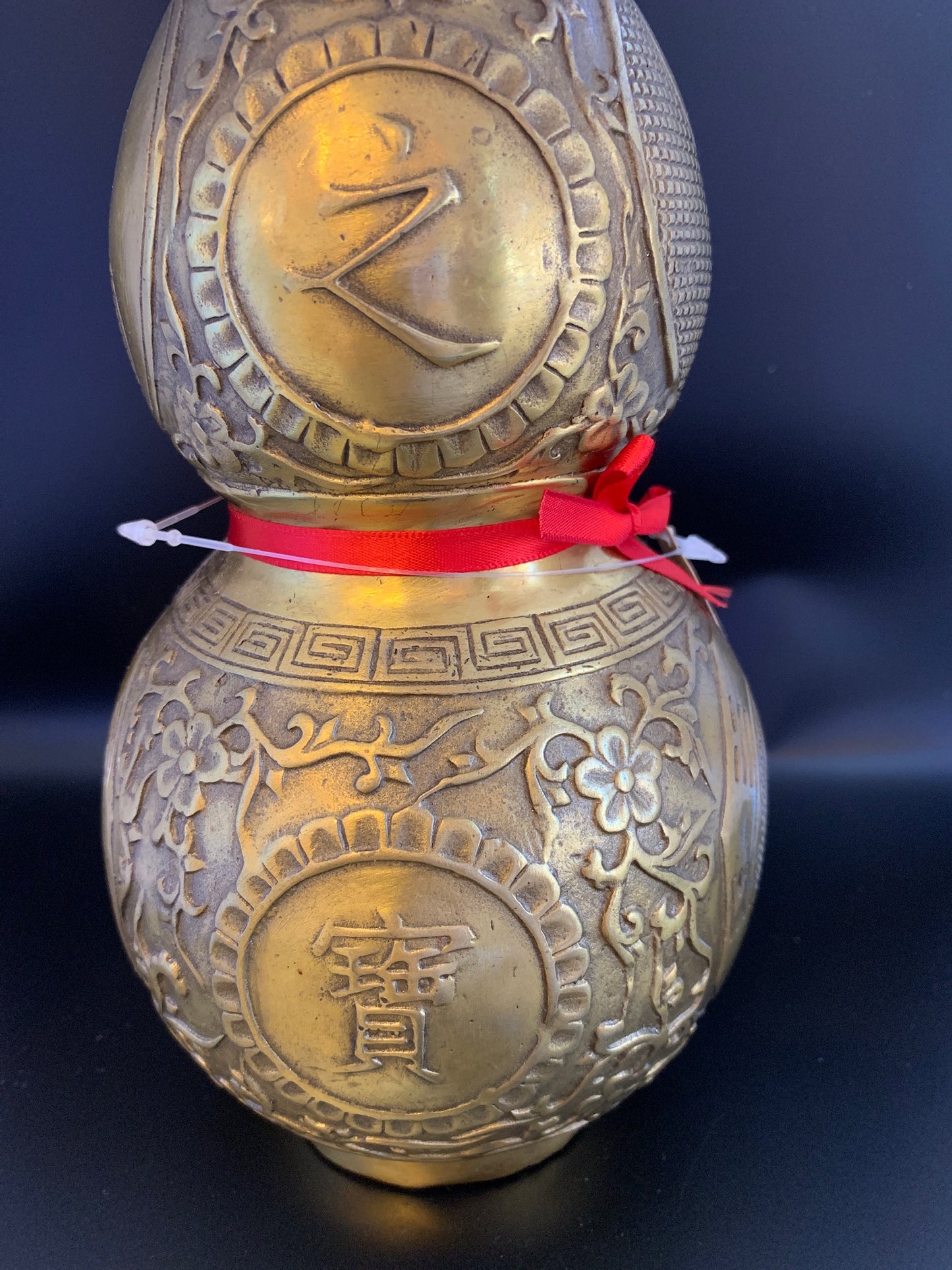 13312 - Metal Wu Lou For Health With 6 Emperor Coins - 14 Inches Height