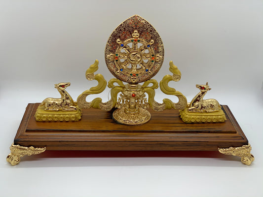 16349 - Dharma Wheel with Pair Of Deer