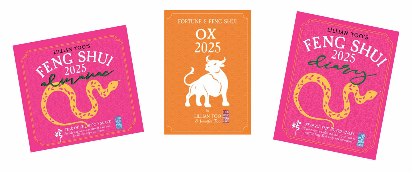 3 BOOKS COMBO - OX - Lillian Too & Jennifer Too Fortune & Feng Shui, Feng Shui Diary, Feng Shui Almanac 2025