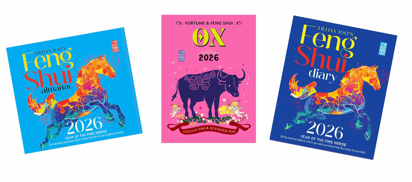 3 BOOKS COMBO - OX - Lillian Too & Jennifer Too Fortune & Feng Shui, FS Diary, FS Almanac 2026 - PRE-ORDER