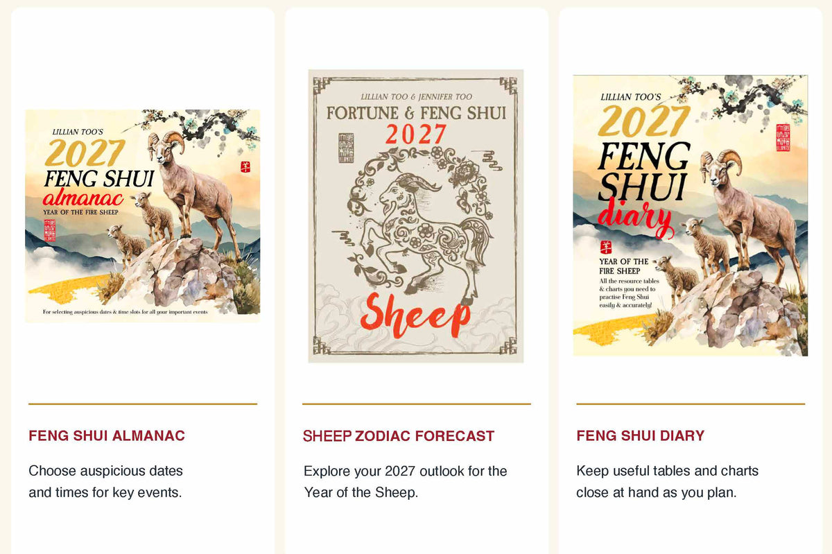 3 BOOKS COMBO - SHEEP - Lillian Too & Jennifer Too Fortune & Feng Shui, FS Diary, FS Almanac 2027 (PRE-ORDER) (Copy) (Copy) (Copy) (Copy) (Copy) (Copy)
