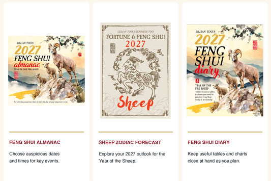 3 BOOKS COMBO - SHEEP - Lillian Too & Jennifer Too Fortune & Feng Shui, FS Diary, FS Almanac 2027 (PRE-ORDER) (Copy) (Copy) (Copy) (Copy) (Copy) (Copy)