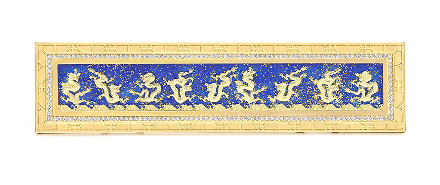 6613 - Nine Dragons Plaque in Royal Blue