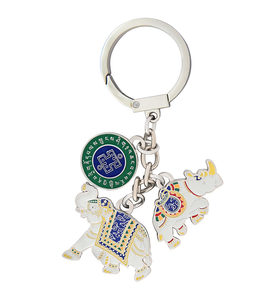 Active Rhinoceros & Elephant Amulet (7641)
