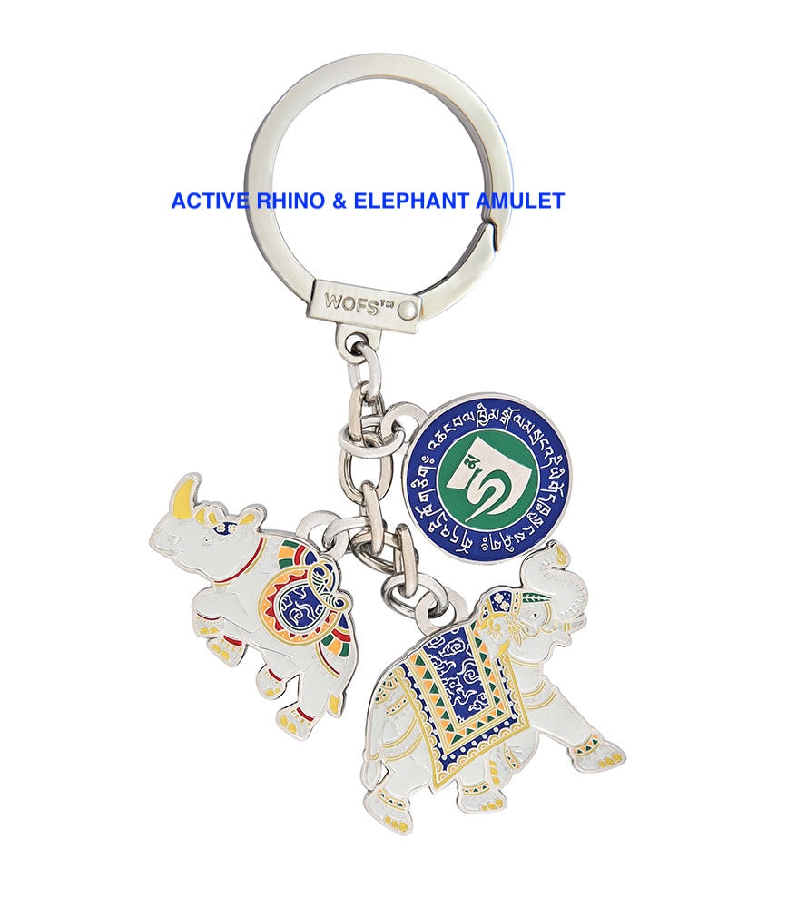Active Rhinoceros & Elephant Amulet (7641)