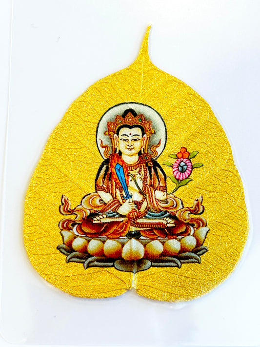 6582 - Golden Bodhi Leaf - Akasagarbha Buddha - Bodhisattva for Ox & Tiger