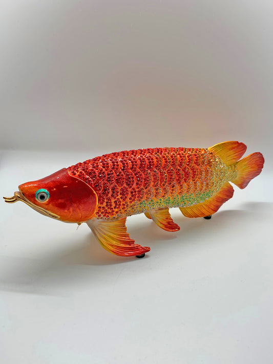 13169 - Bejeweled Red Arowana For Wealth - 16 Inches Length