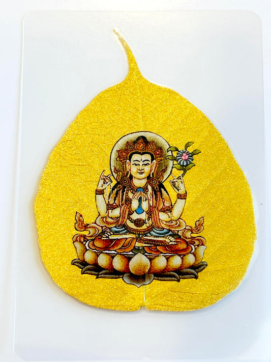 6581 - Golden Bodhi Leaf - Avalokitesvsara Buddha - Bodhisattva for Rat