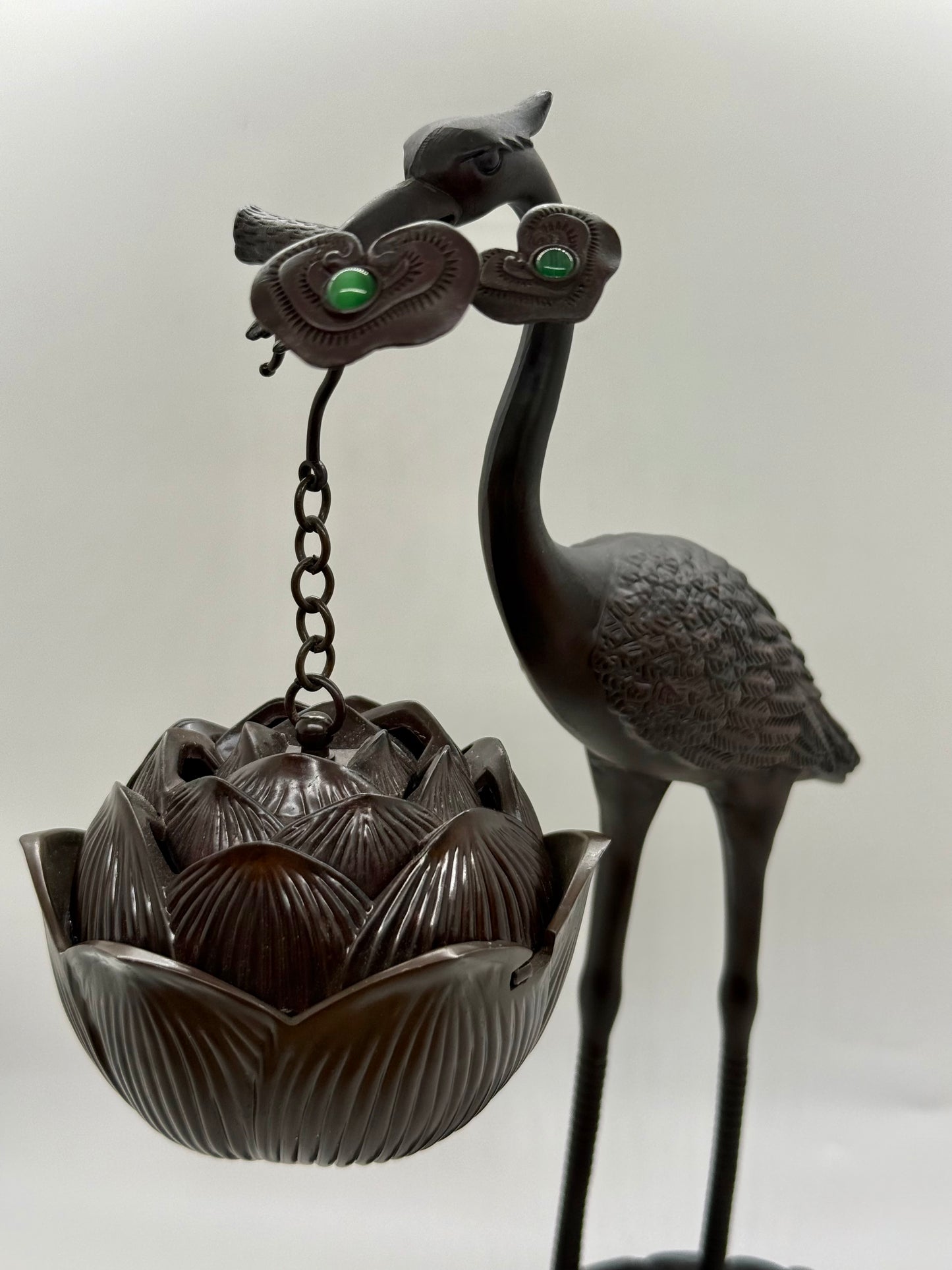 Crane and Turtle Holding Lotus Incense Burner (7045)