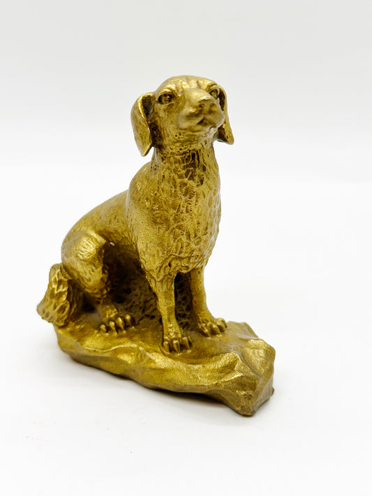 10738 - Brass Dog Sitting On Coins - 3 Inches Height