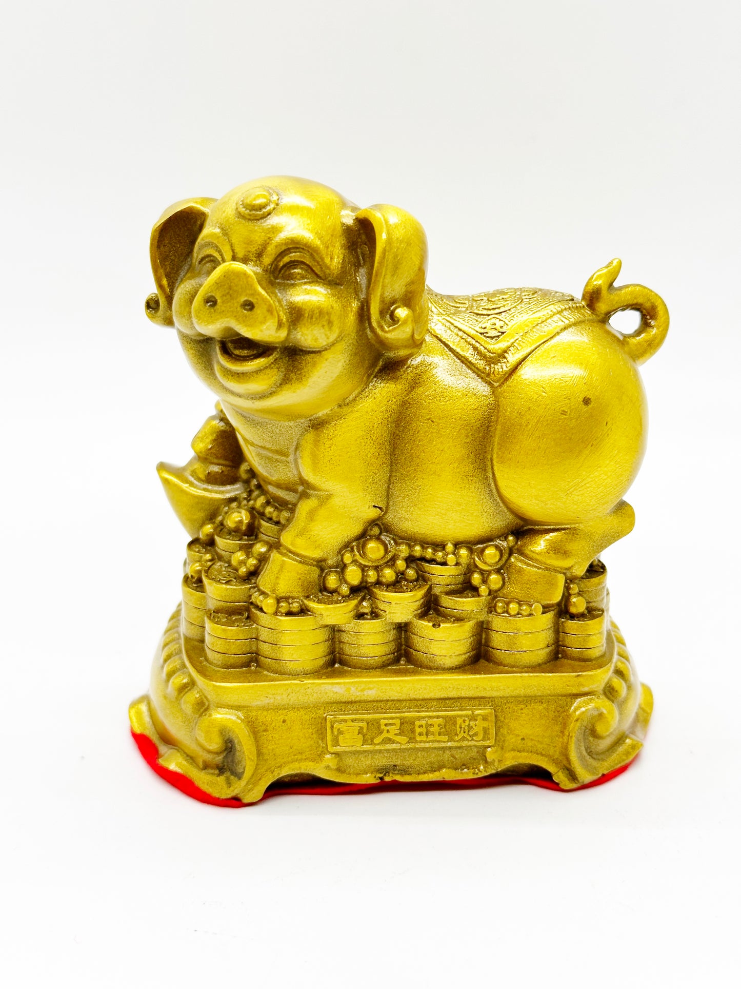 Brass Boar Sitting On Coins - 3 1/2 Inches Height