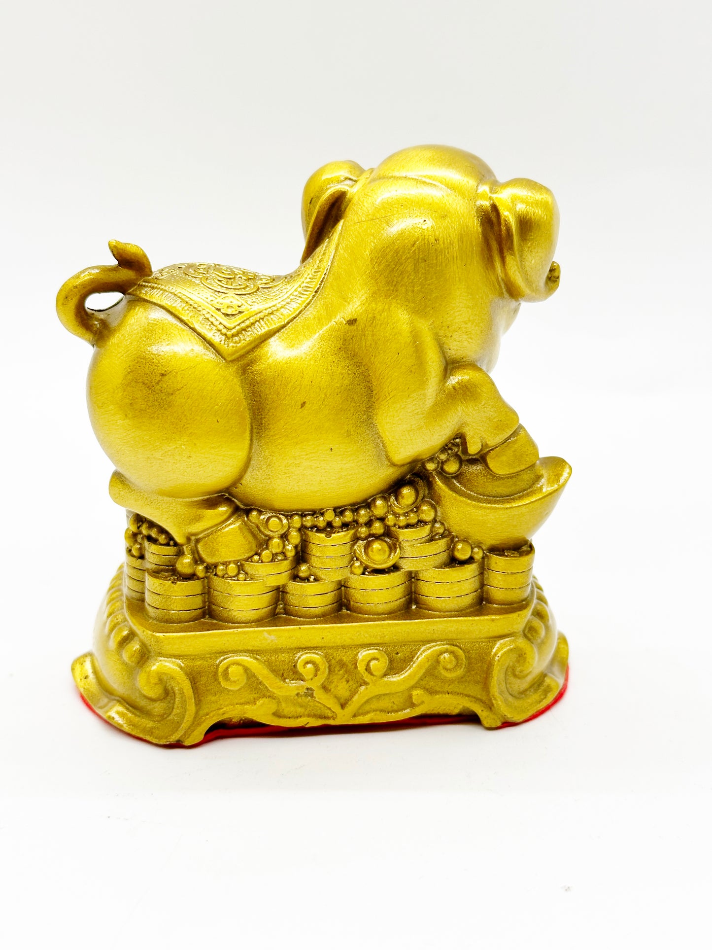 Brass Boar Sitting On Coins - 3 1/2 Inches Height