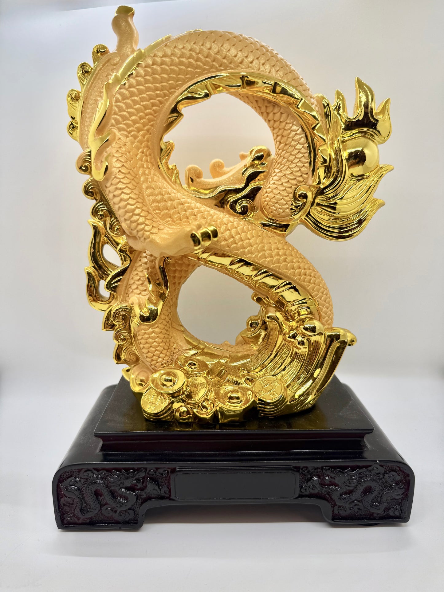 Rising Golden Dragon in Number 8 Shape - 15 Inches Length (16634)