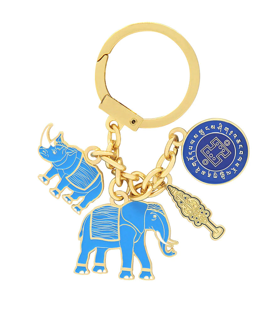 6808 - Elephant & Rhinoceros With Ksitigarbha Staff Amulet